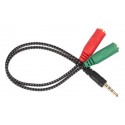 ADATTATORE AUDIO TELATO 20cm JACK 3,5mm MICROFONO CUFFIE