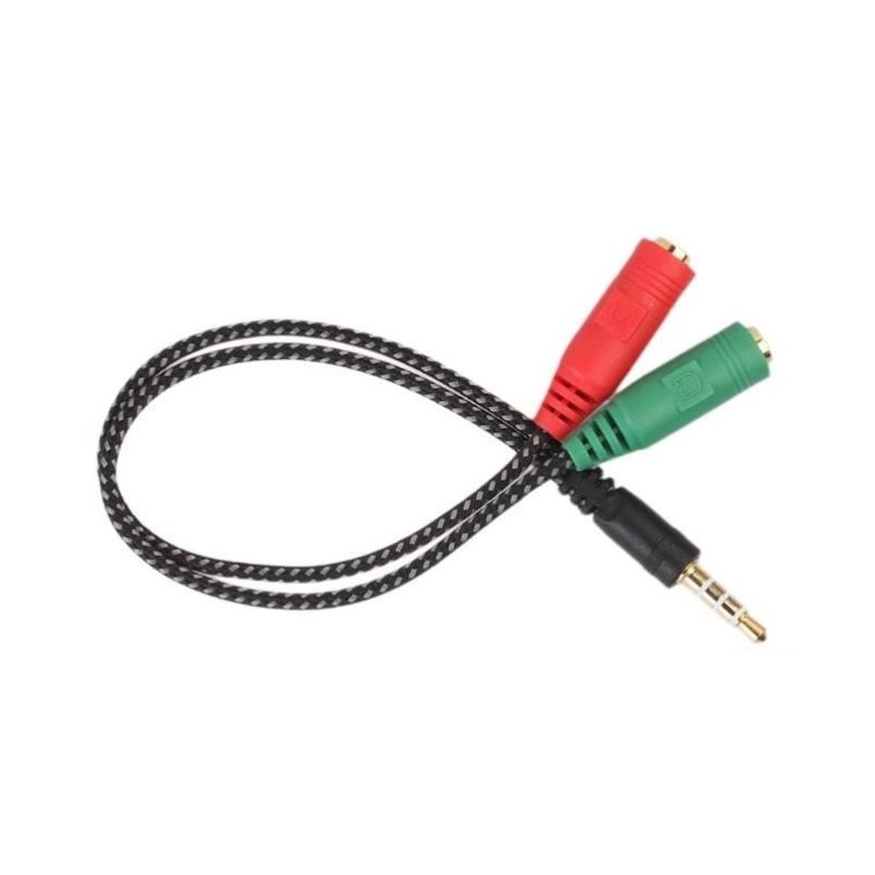 ADATTATORE AUDIO TELATO 20cm JACK 3,5mm MICROFONO CUFFIE