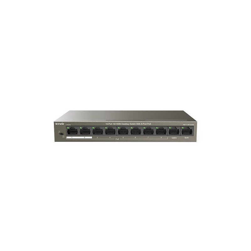 SWITCH 10 PORTE TENDA 8 POE 10/100Mbps + 2 GIGABIT