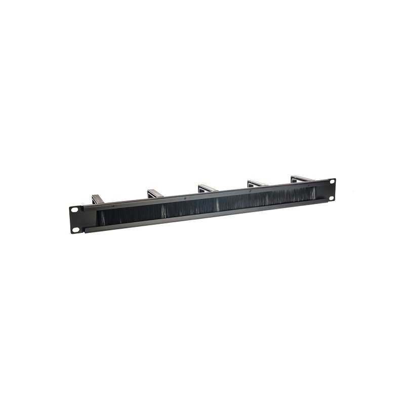 PANNELLO PASSACAVI 5 ANELLI CON SPAZZOLE 1U NERO